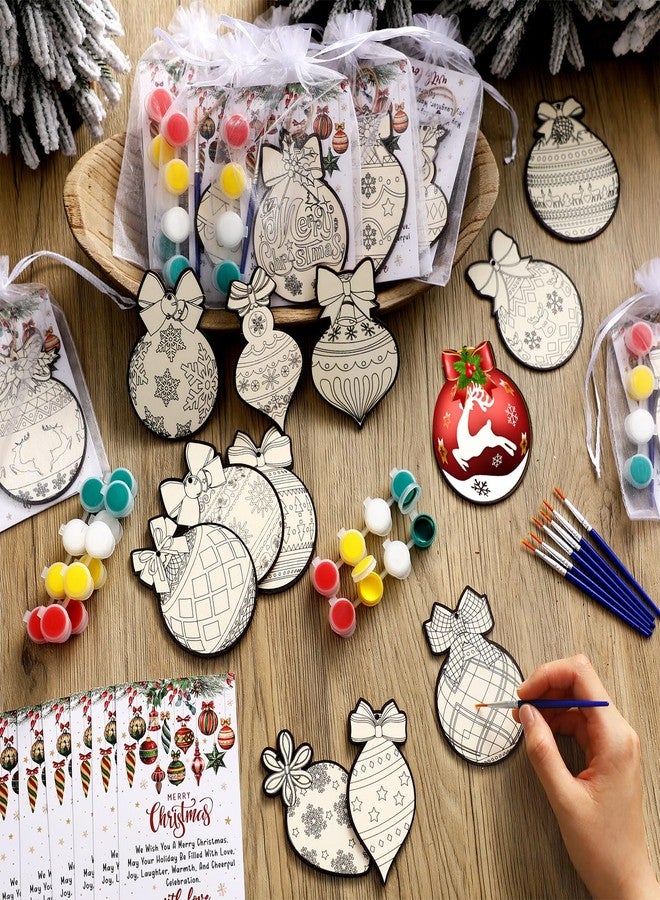 مارسبارك مجموعة مارسبارك المكونة من 20 قطعة من أدوات الرسم والحرف اليدوية لعيد الميلاد، هدايا خشبية، مجموعة رسم مع بطاقة، ارسم بنفسك زينة عيد الميلاد، كرة عيد الميلاد غير مطلية، حرفة يدوية يمكنك صنعها بنفسك، لوازم هدايا الحفلات - Image 2